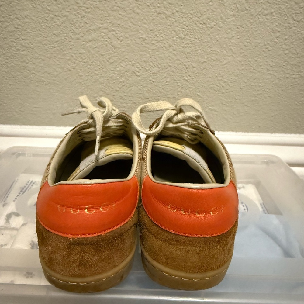 Floral Patterned Sneakers with Blue and Orange Stripes - Picture 3 of 5